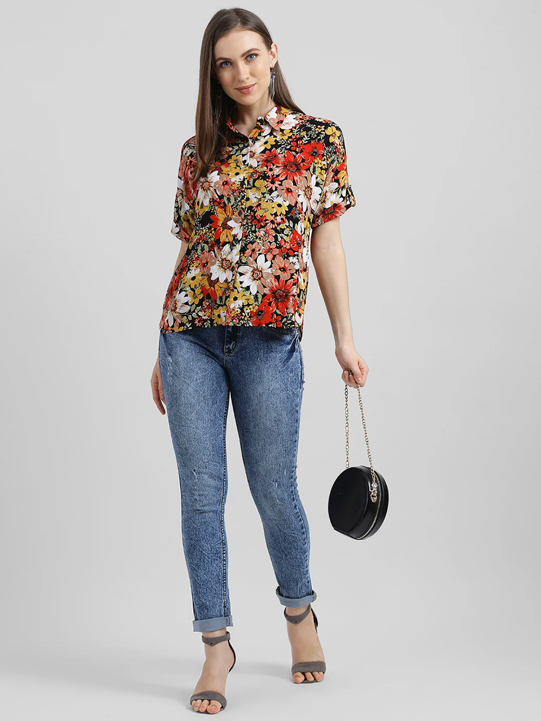 Black Printed Shirt Style Top - Image 5