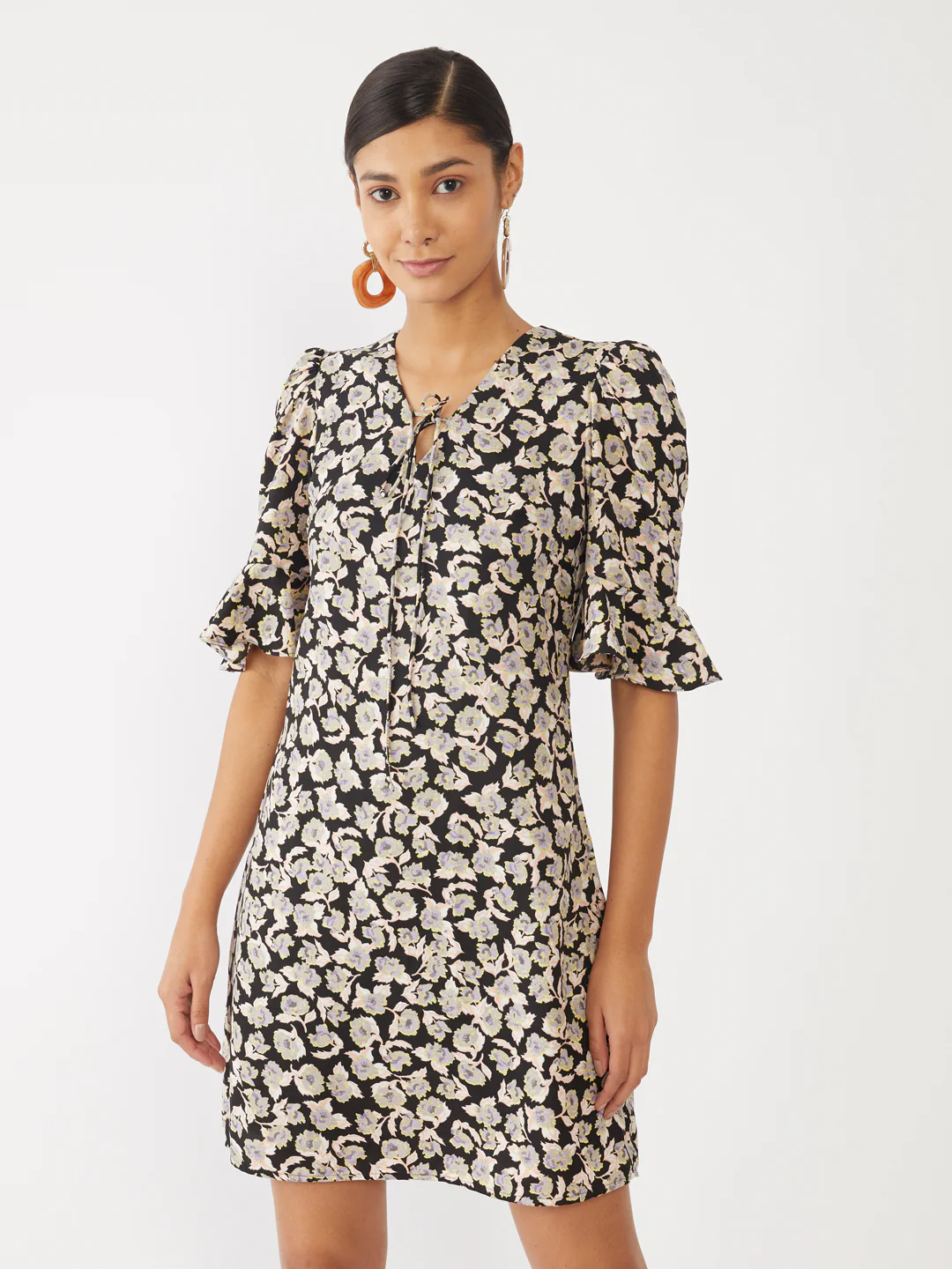 Black Printed Short Dress - Image 2