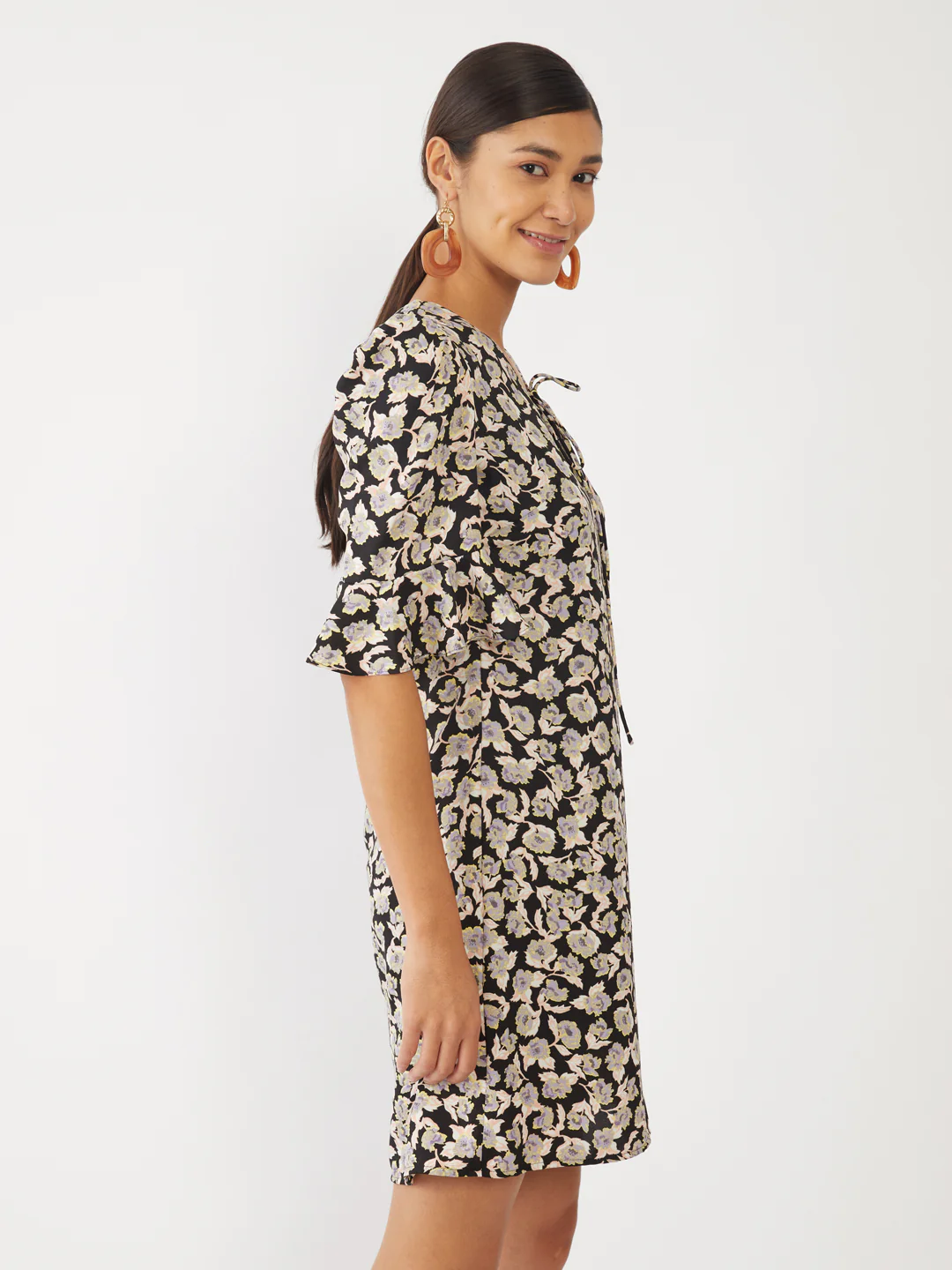 Black Printed Short Dress - Image 3