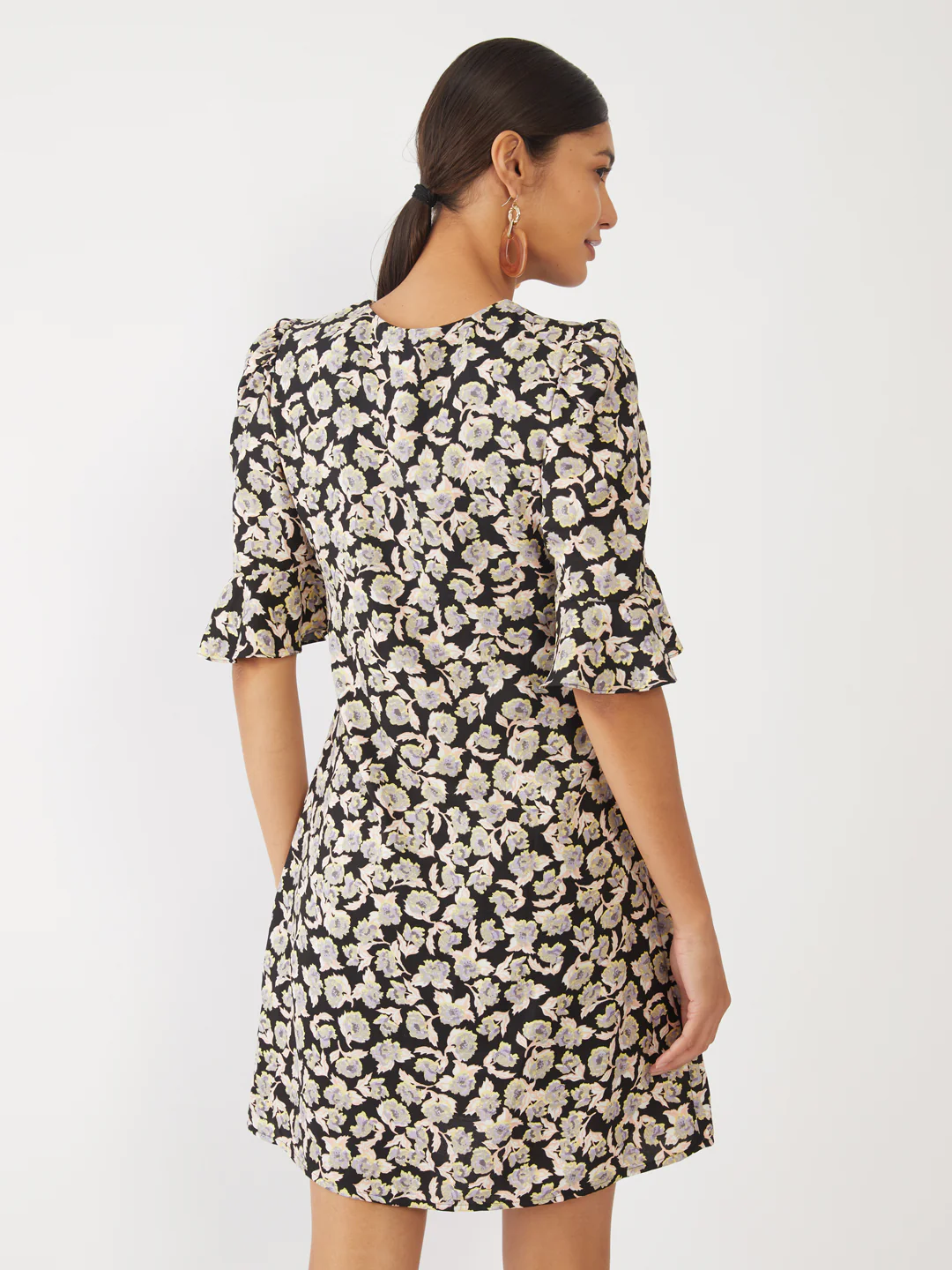 Black Printed Short Dress - Image 4
