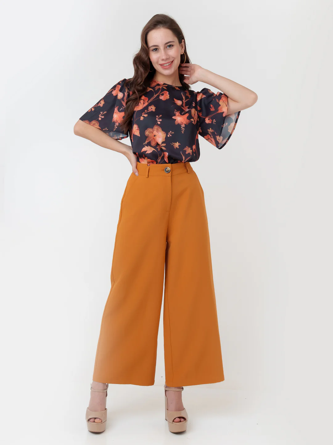 Black Printed Straight Top