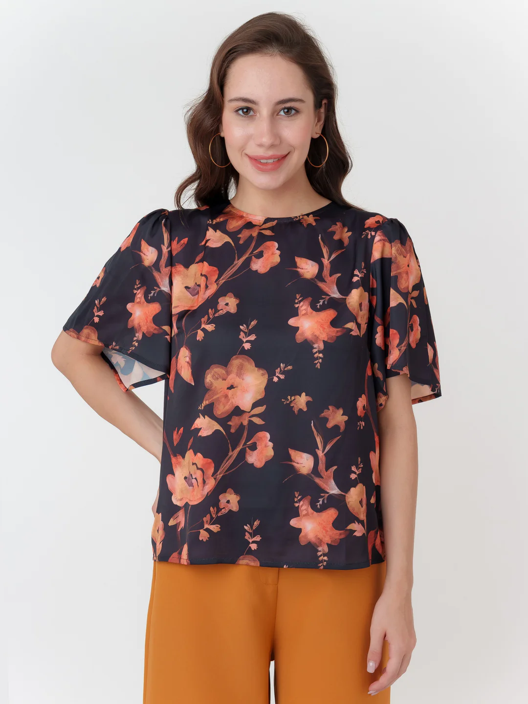 Black Printed Straight Top - Image 2