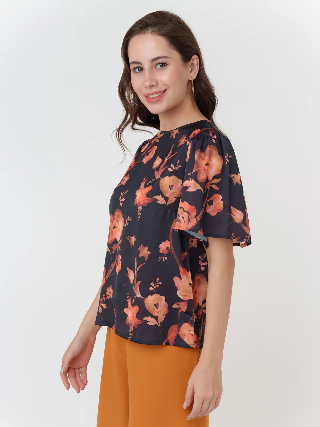 Black Printed Straight Top - Image 3