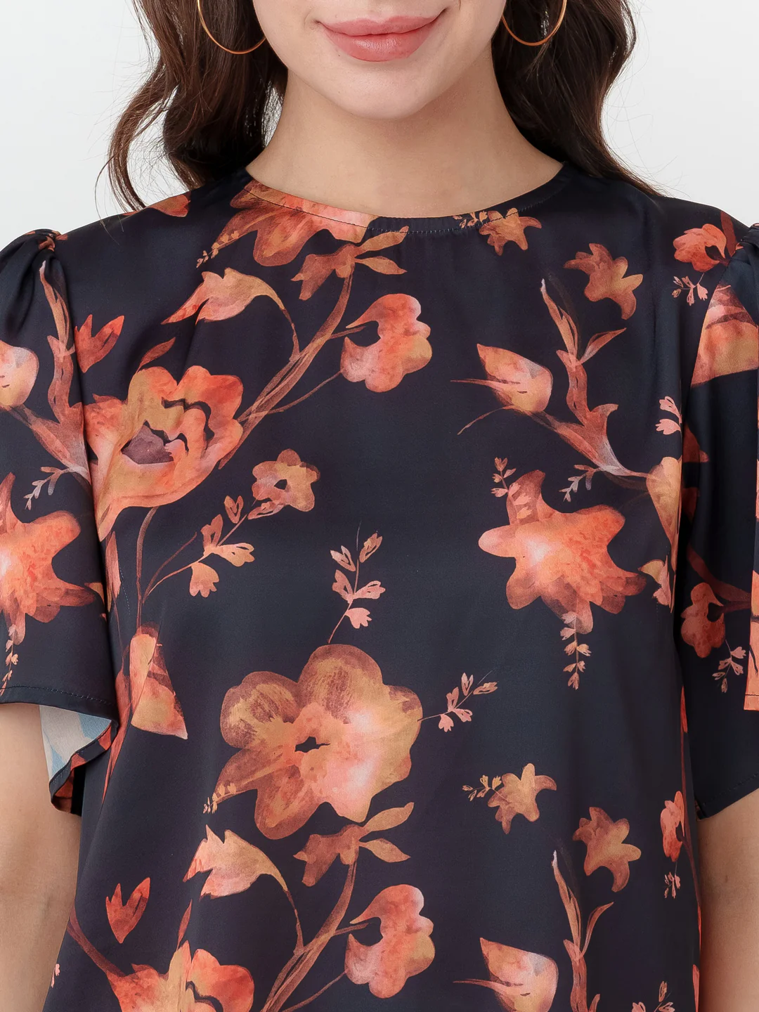 Black Printed Straight Top - Image 6