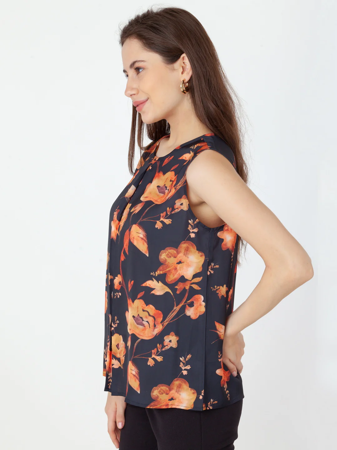 Black Printed Straight Top - Image 3
