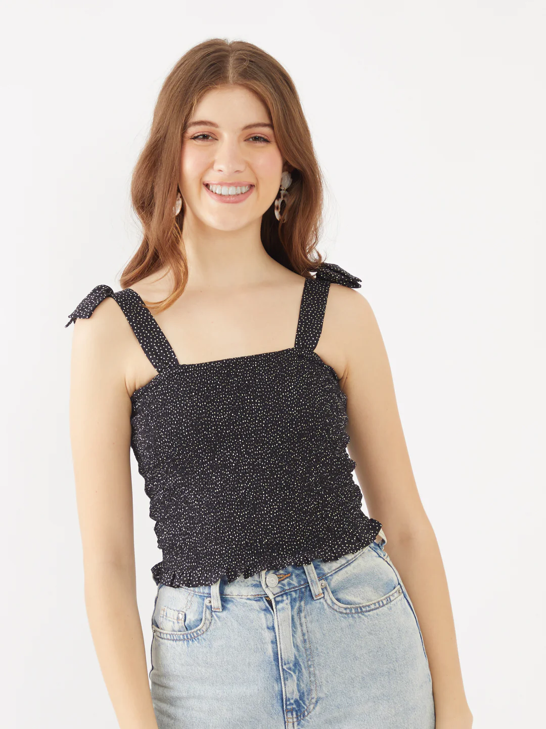 Black Printed Strappy Top - Image 2