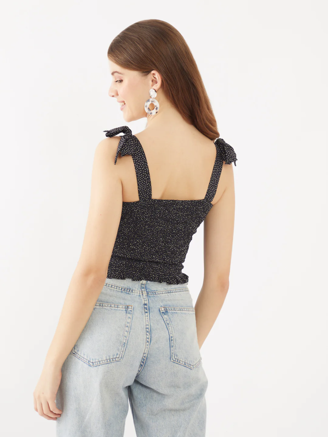 Black Printed Strappy Top - Image 4