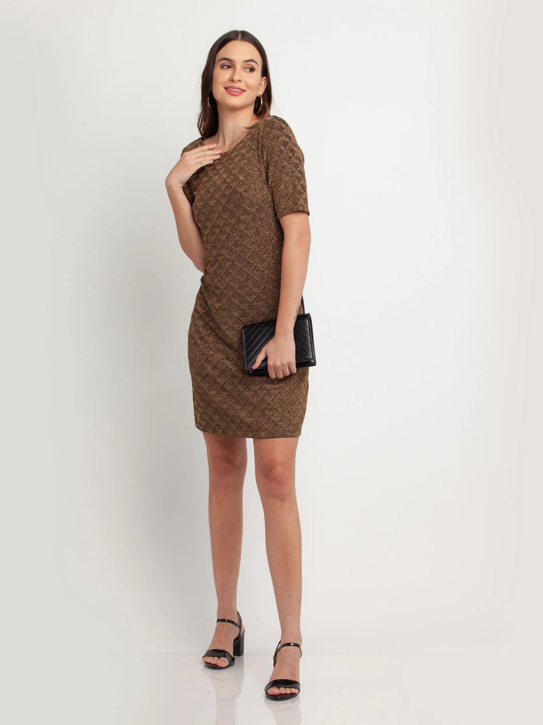 Black Self Design Short Dress - Image 5