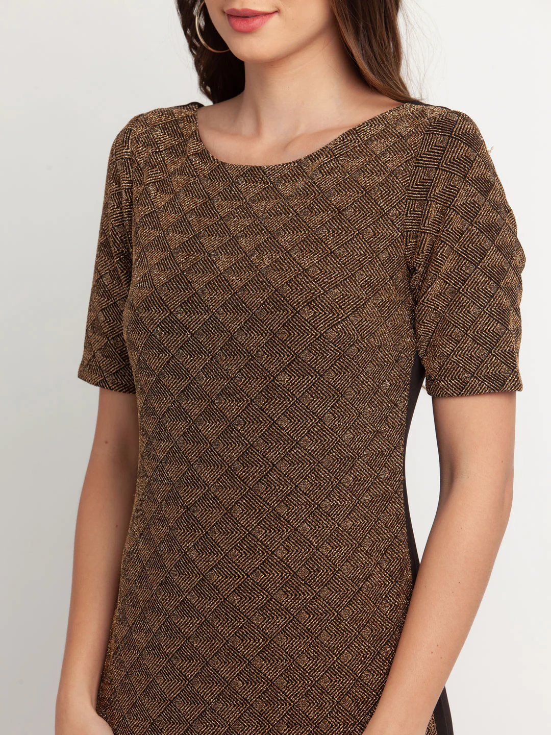 Black Self Design Short Dress - Image 6