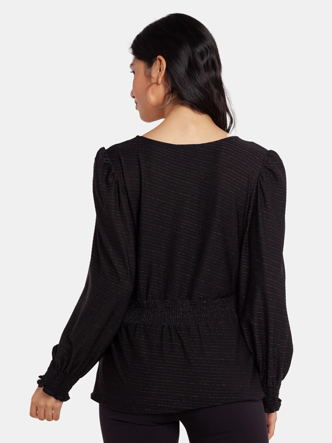 Black Shimmer Peplum Top - Image 4