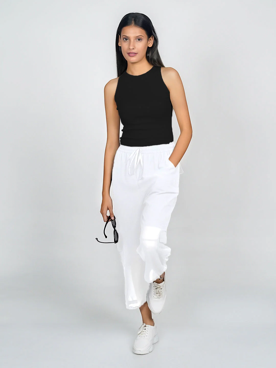 Black Solid Ribbed Crop Top - Image 5