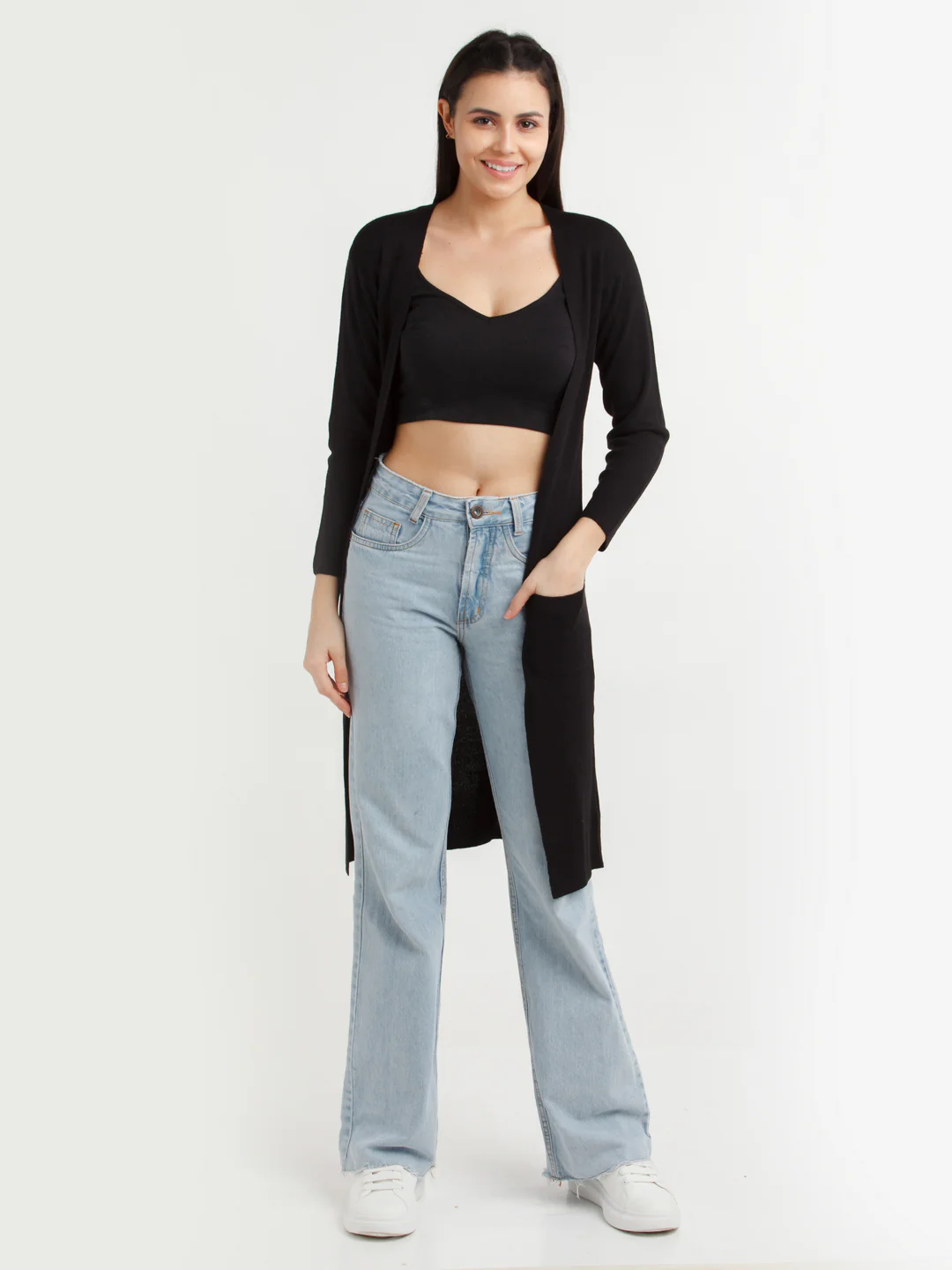 Black Solid Cardigan - Image 2