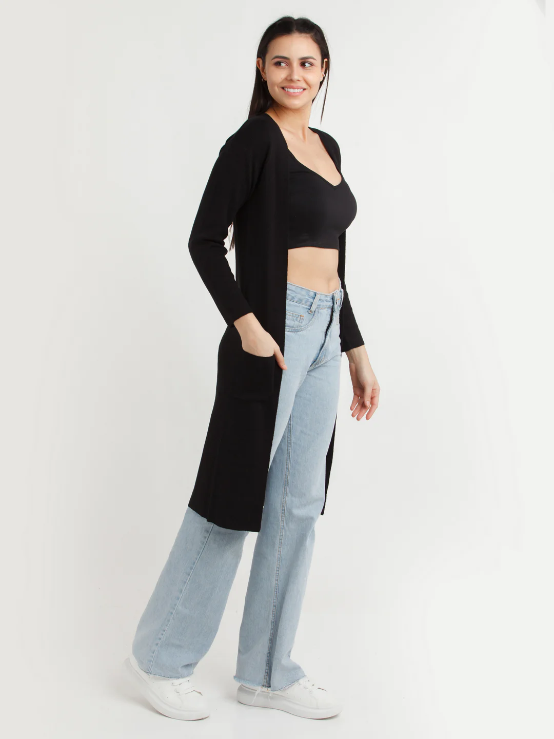 Black Solid Cardigan - Image 3