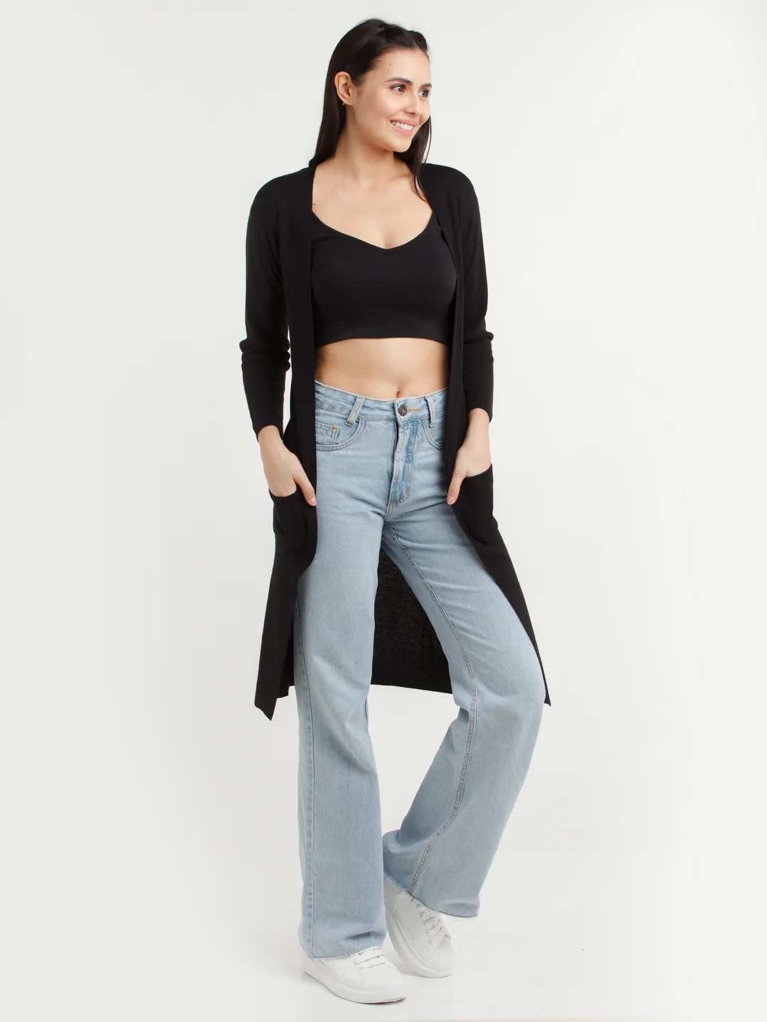 Black Solid Cardigan - Image 5