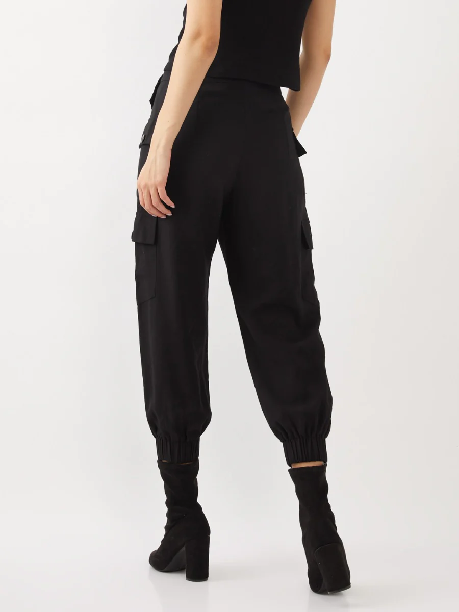 Black Solid Cargos - Image 3