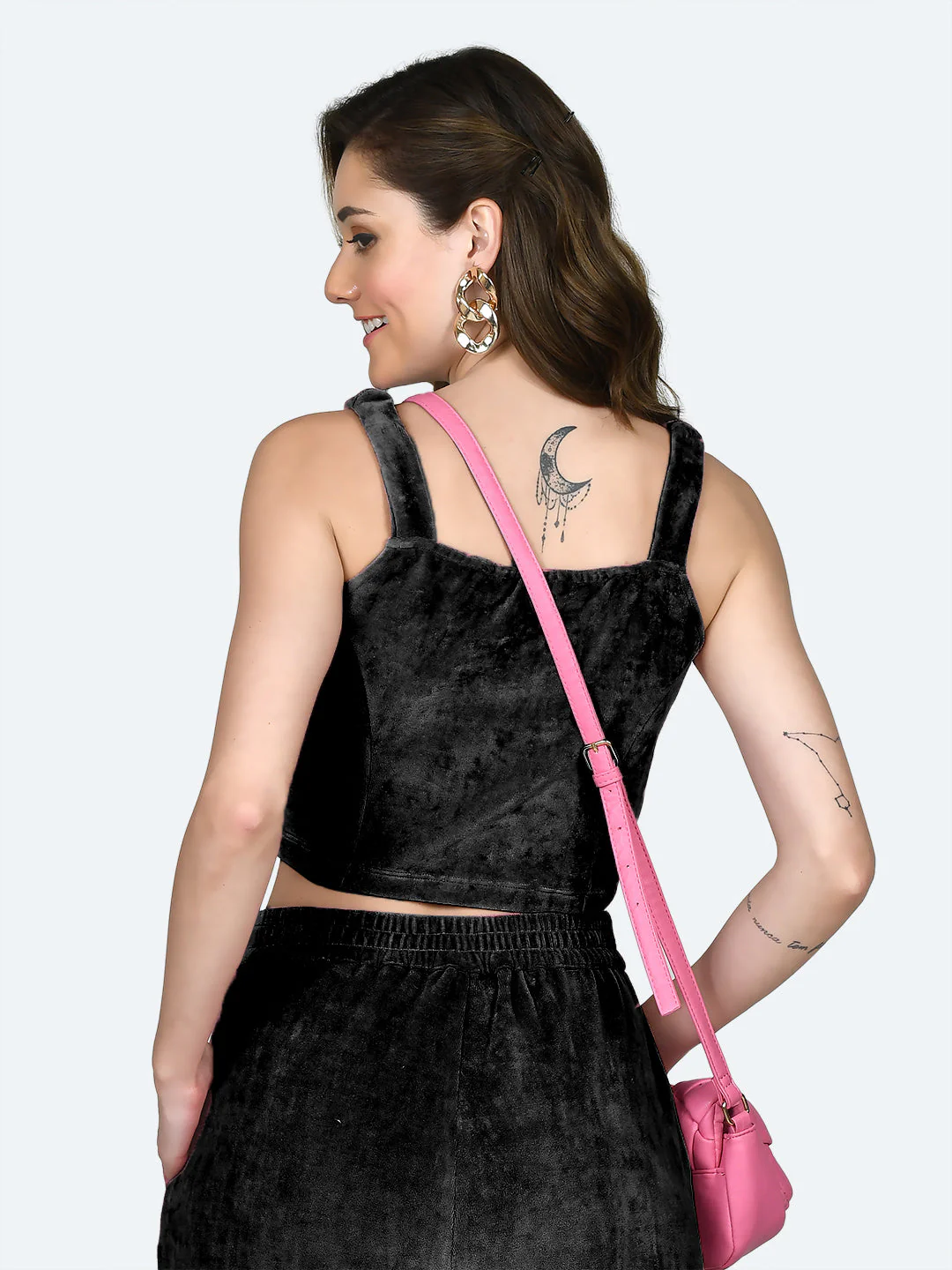 Black Solid Crop Top - Image 4