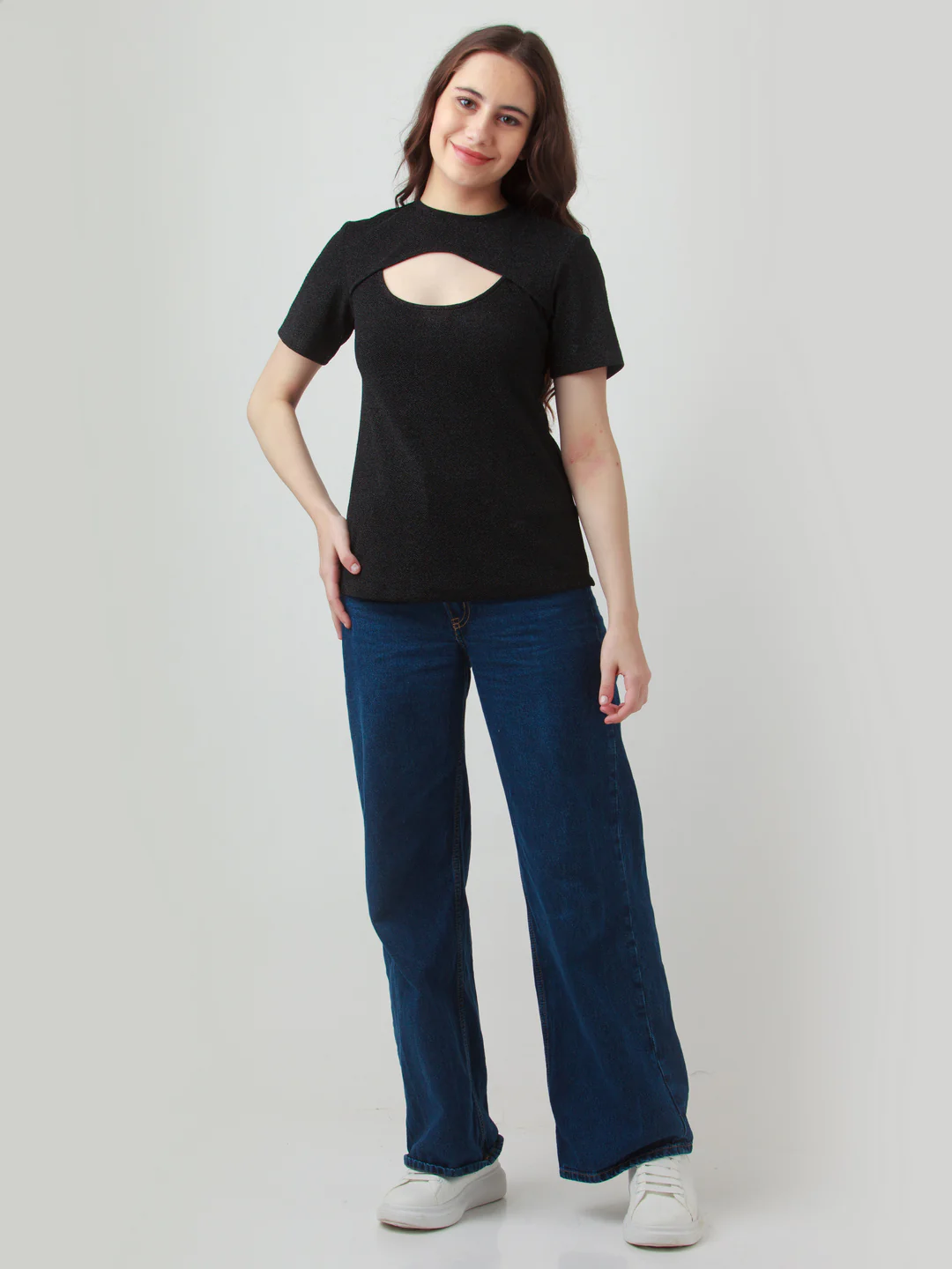 Black Solid Cut Out Top - Image 5