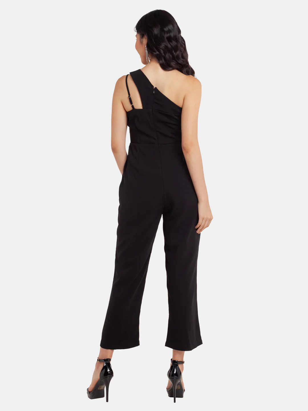 Black Solid Cutout Jumpsuit - Image 4