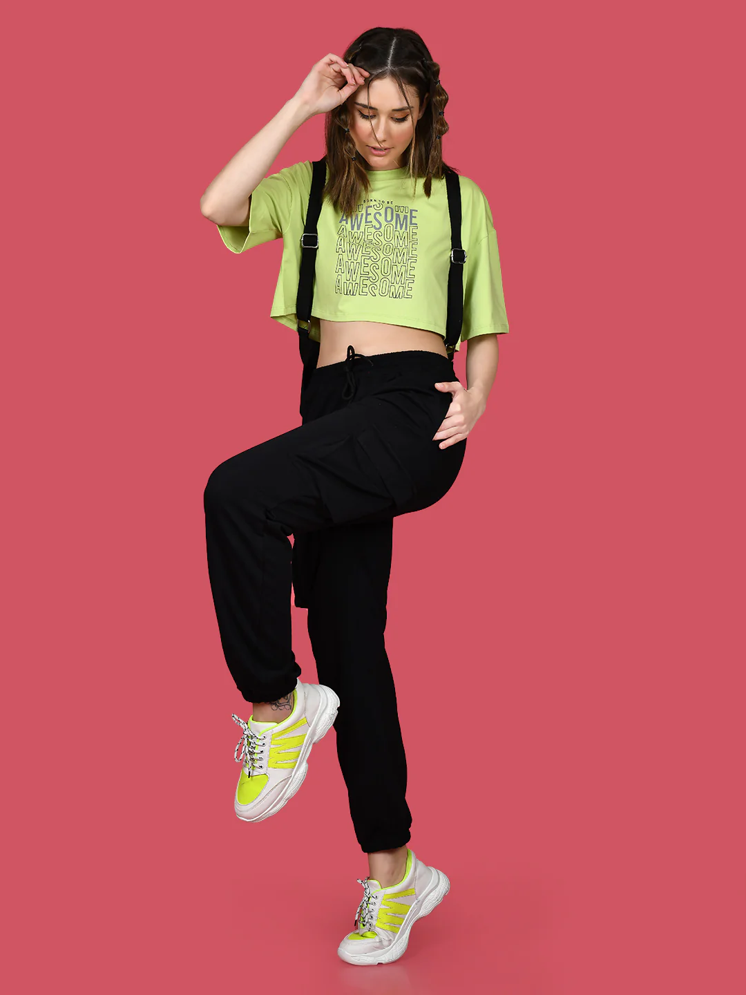 Black Solid Elasticated Joggers - Image 5