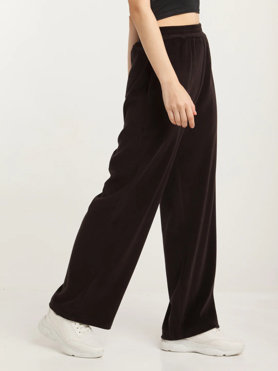 Black Solid Elasticated Trouser - Image 3
