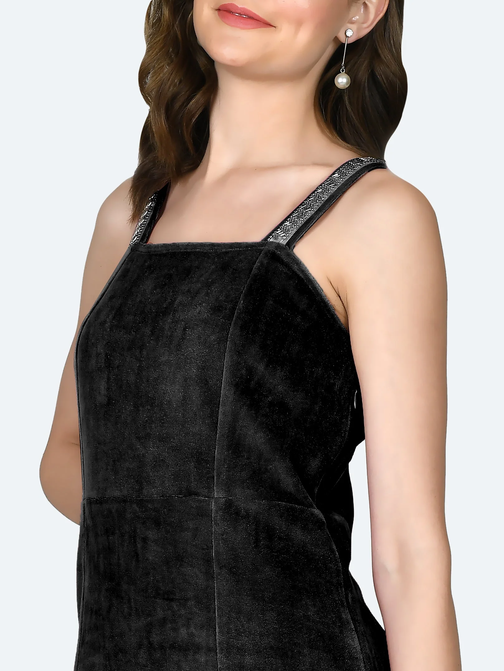 Black Solid Fitted Short Dress - Image 6