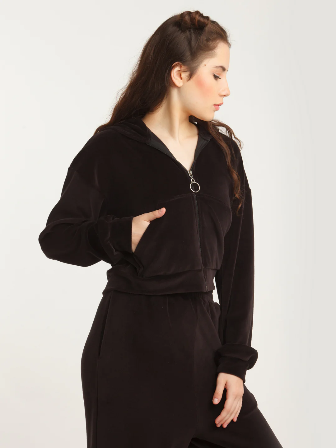 Black Solid Hoodie - Image 3