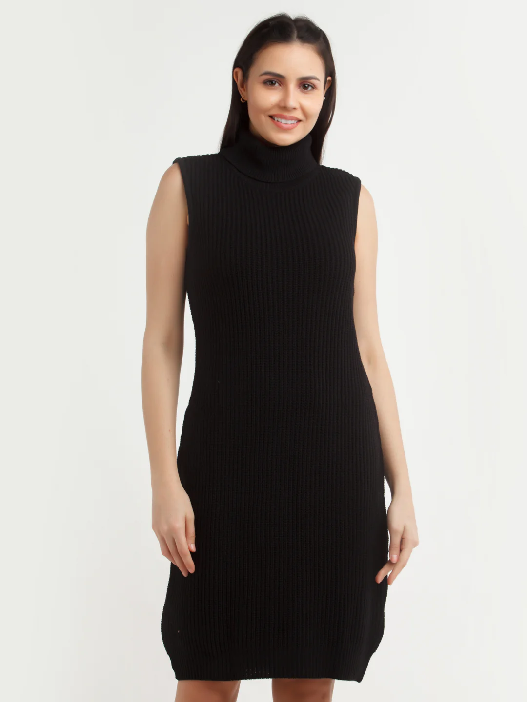 Black Solid Mini Dress - Image 2