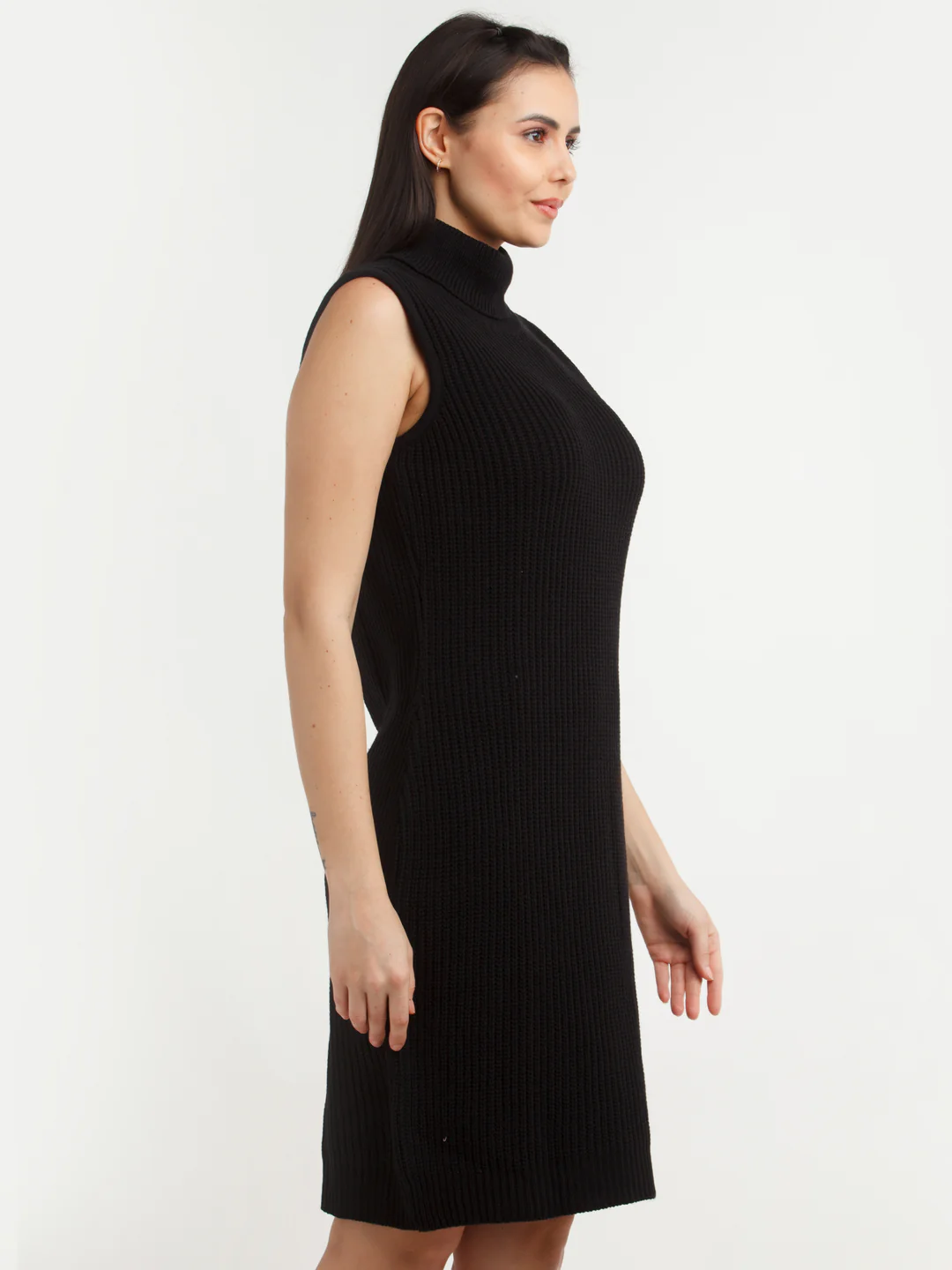 Black Solid Mini Dress - Image 3