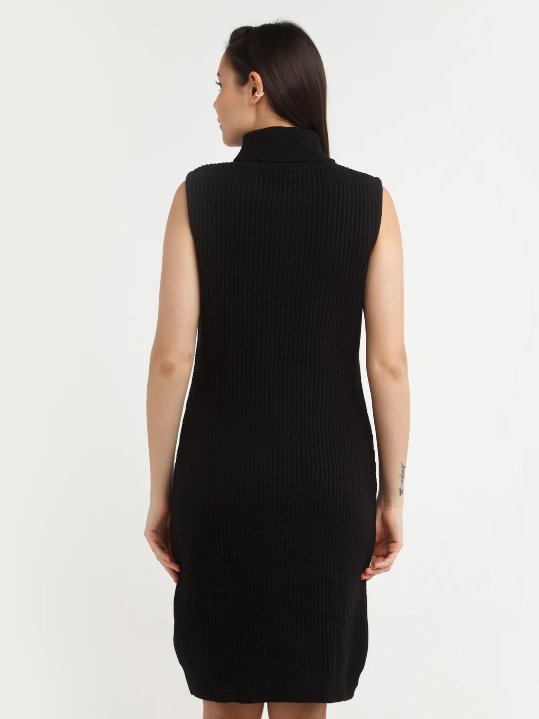 Black Solid Mini Dress - Image 4