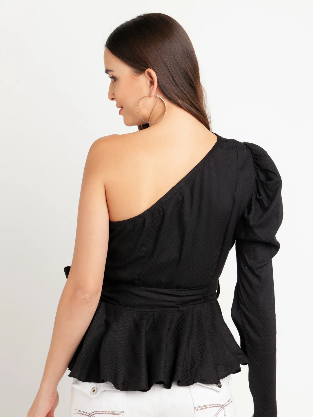 Black Solid Off Shoulder Top - Image 4