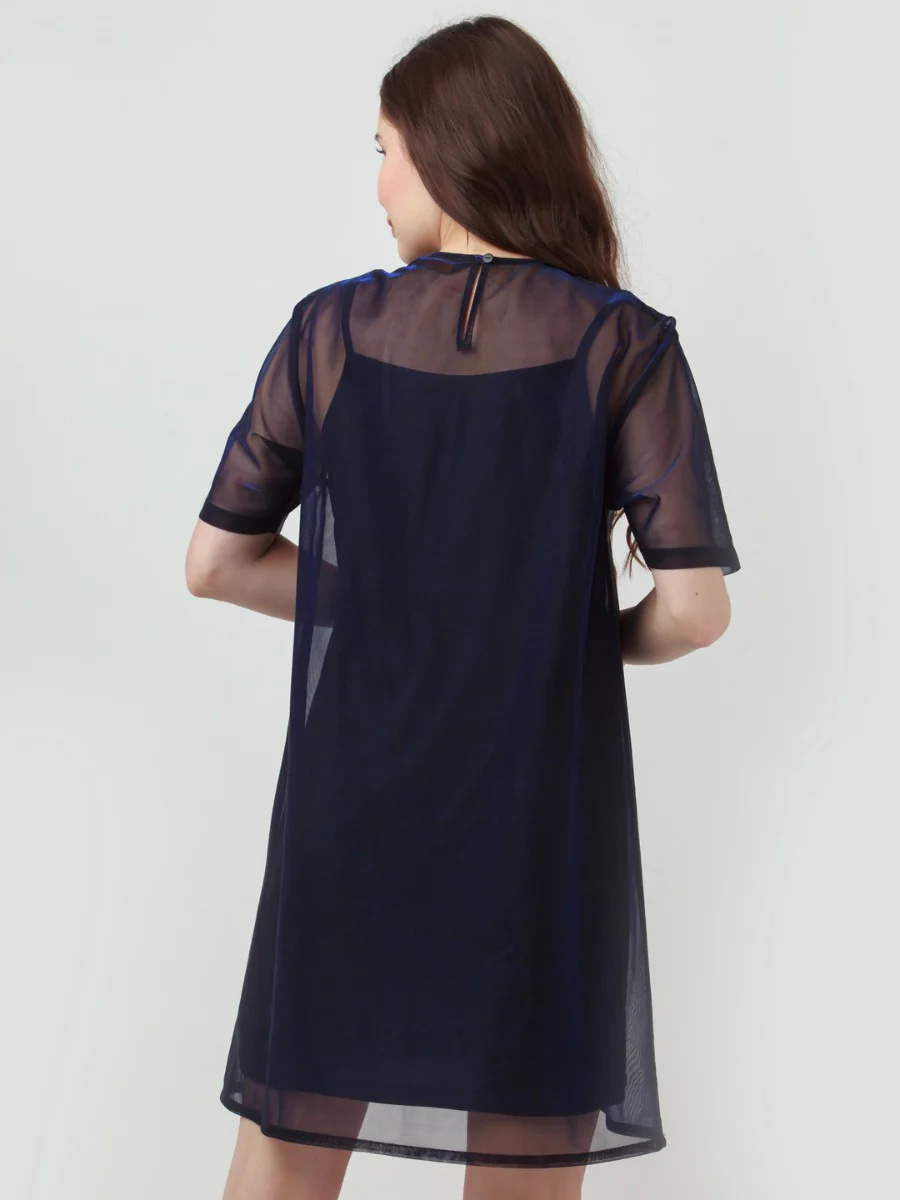 Black Solid Oversized Short Dress - Image 4