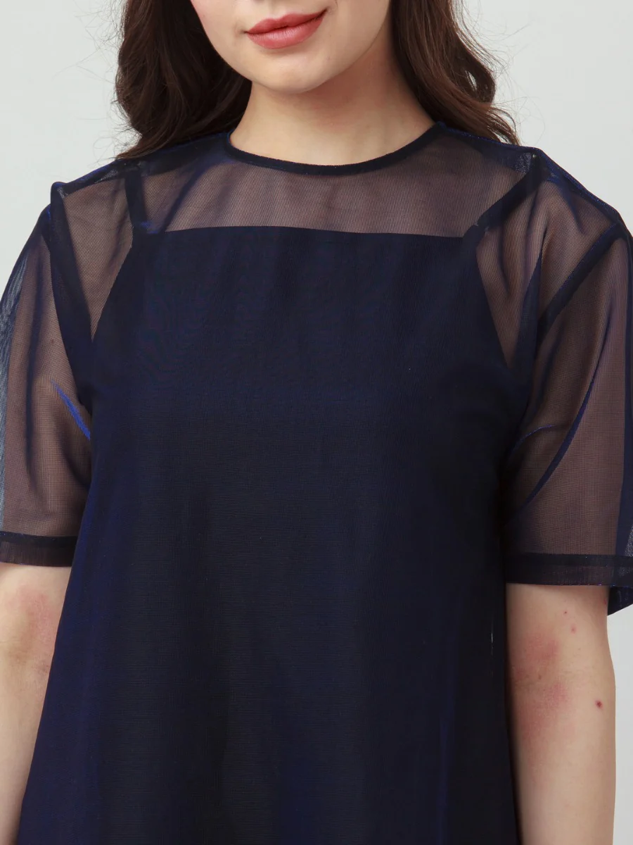 Black Solid Oversized Short Dress - Image 6