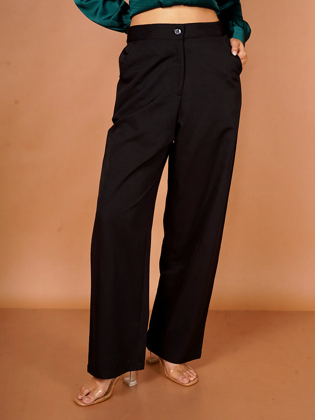 Black Solid Parallel Trouser - Image 2