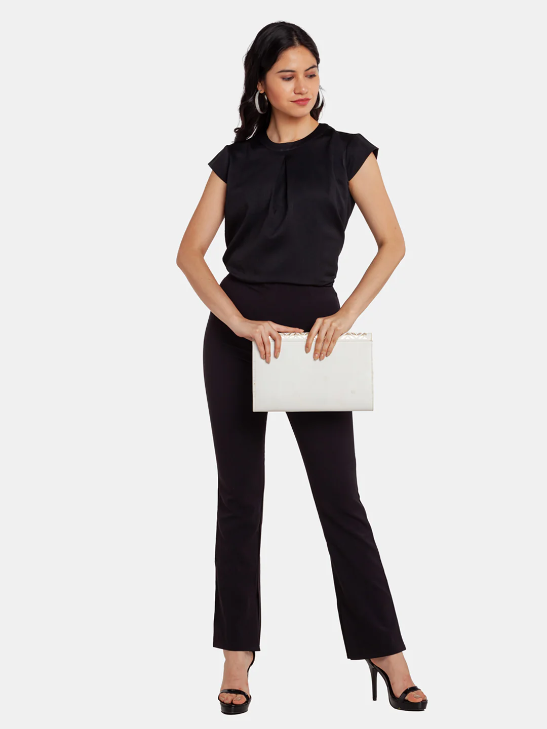 Black Solid Pleated Top - Image 5