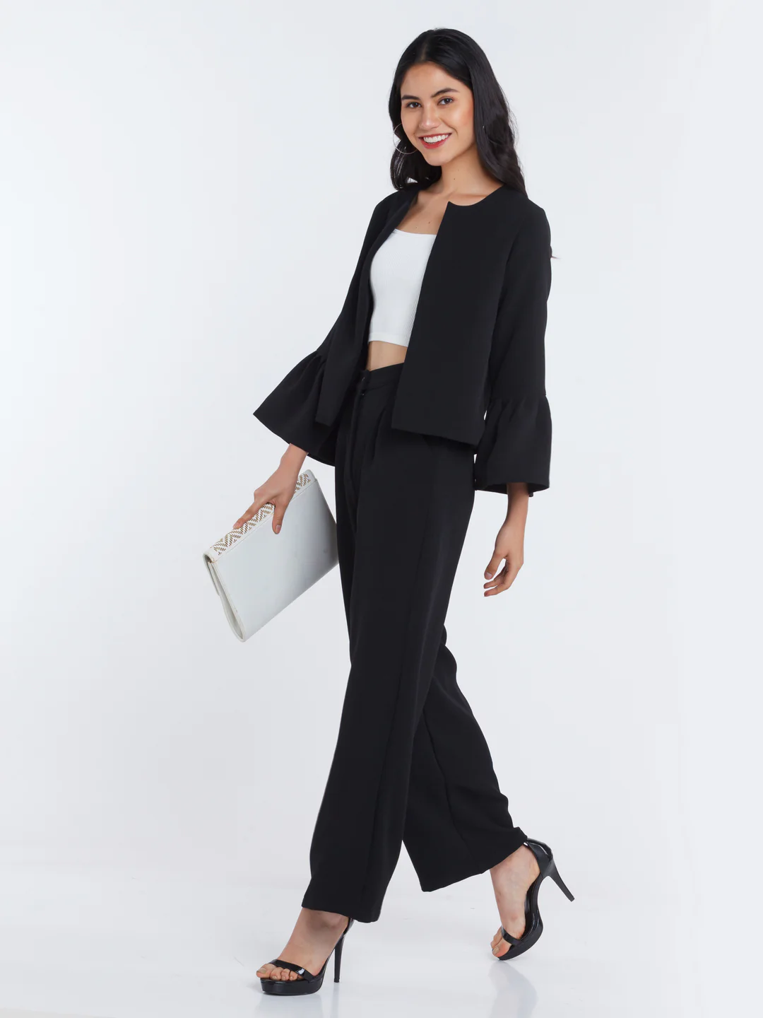 Black Solid Pleated Trouser - Image 5