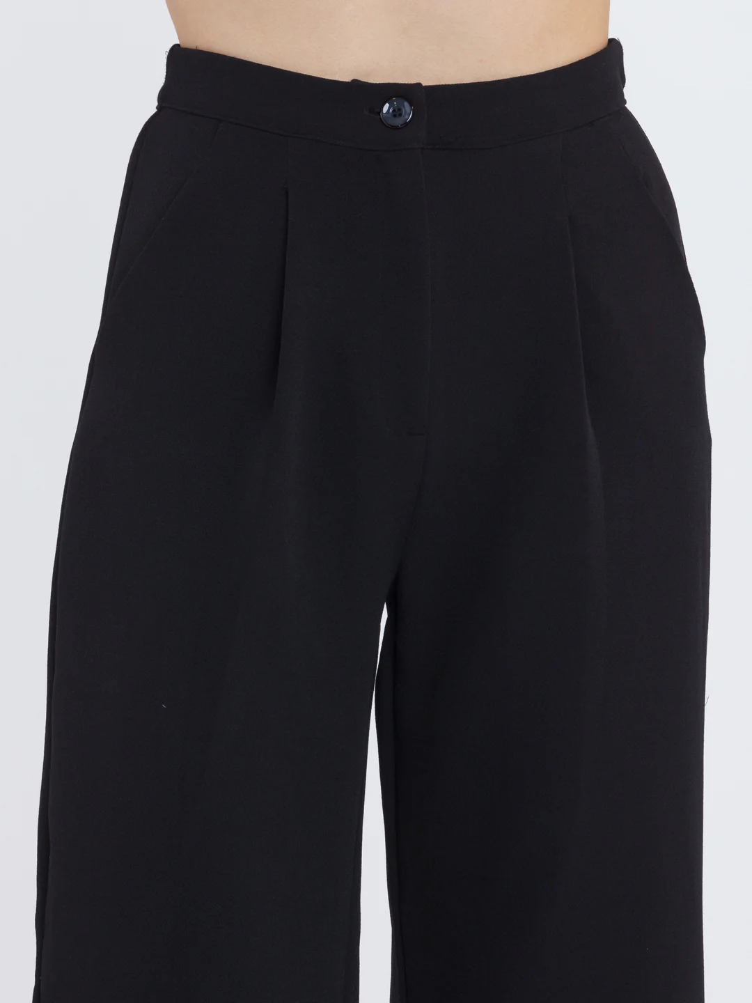 Black Solid Pleated Trouser - Image 6