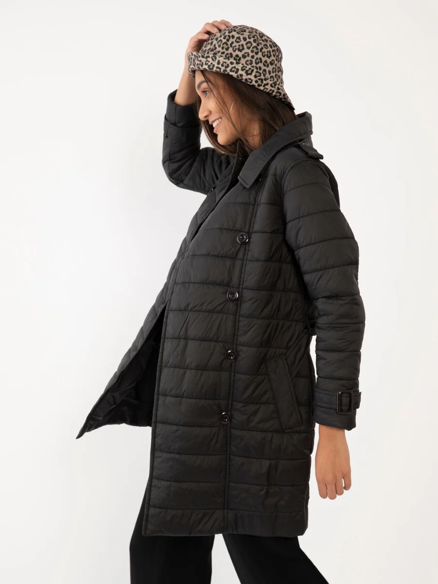 Black Solid Quilted Jacket - Image 3