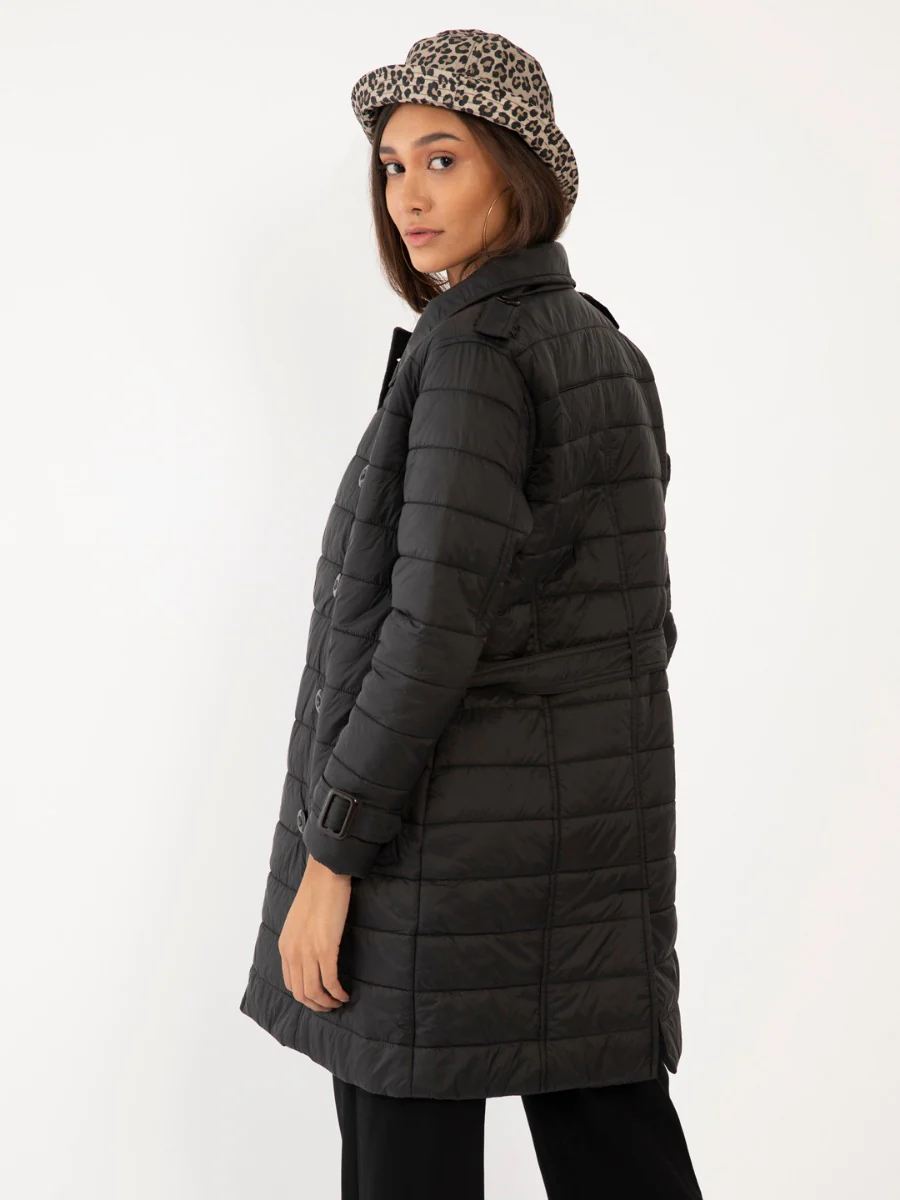 Black Solid Quilted Jacket - Image 4