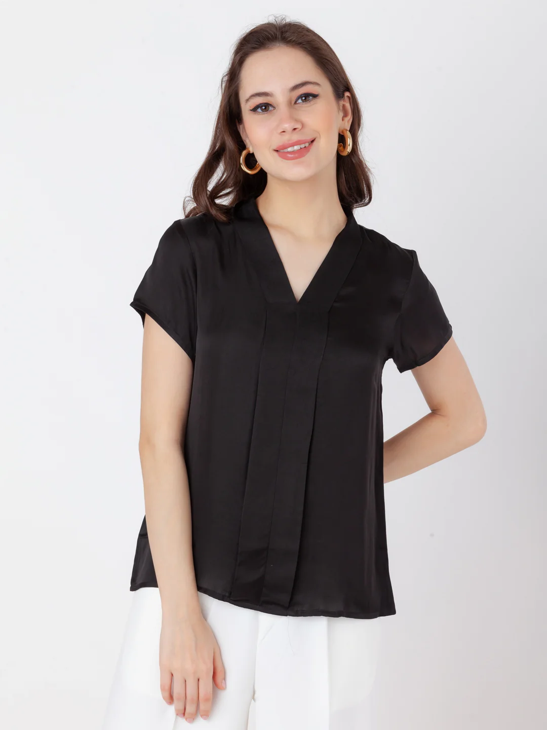 Black Solid Regular Top - Image 2