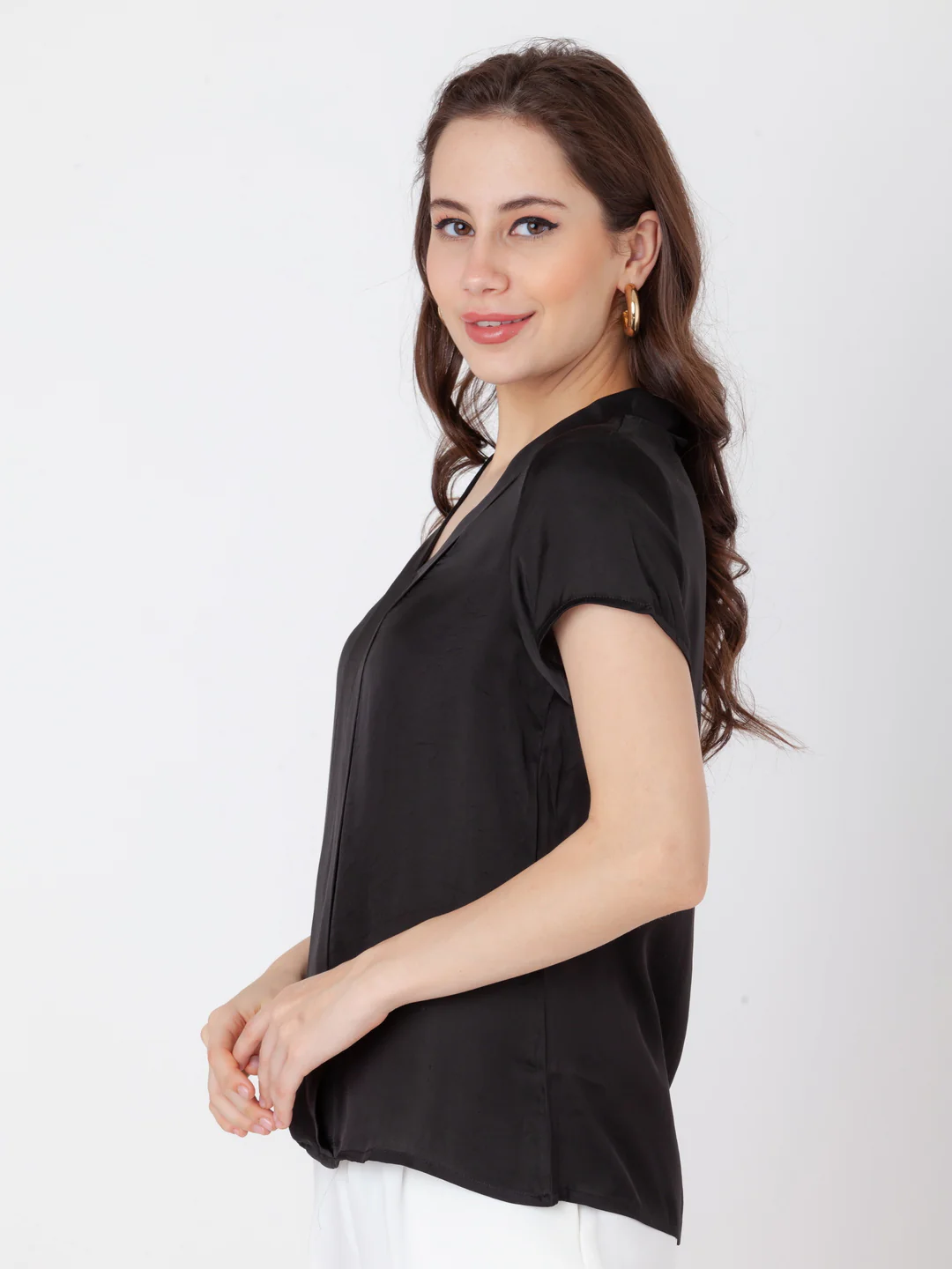 Black Solid Regular Top - Image 3