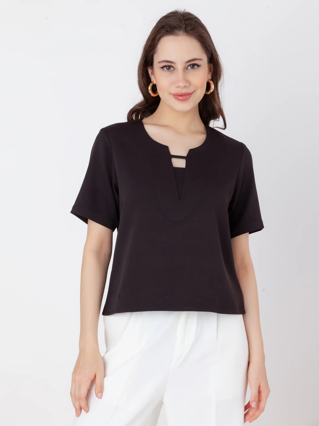 Black Solid Regular Top - Image 2