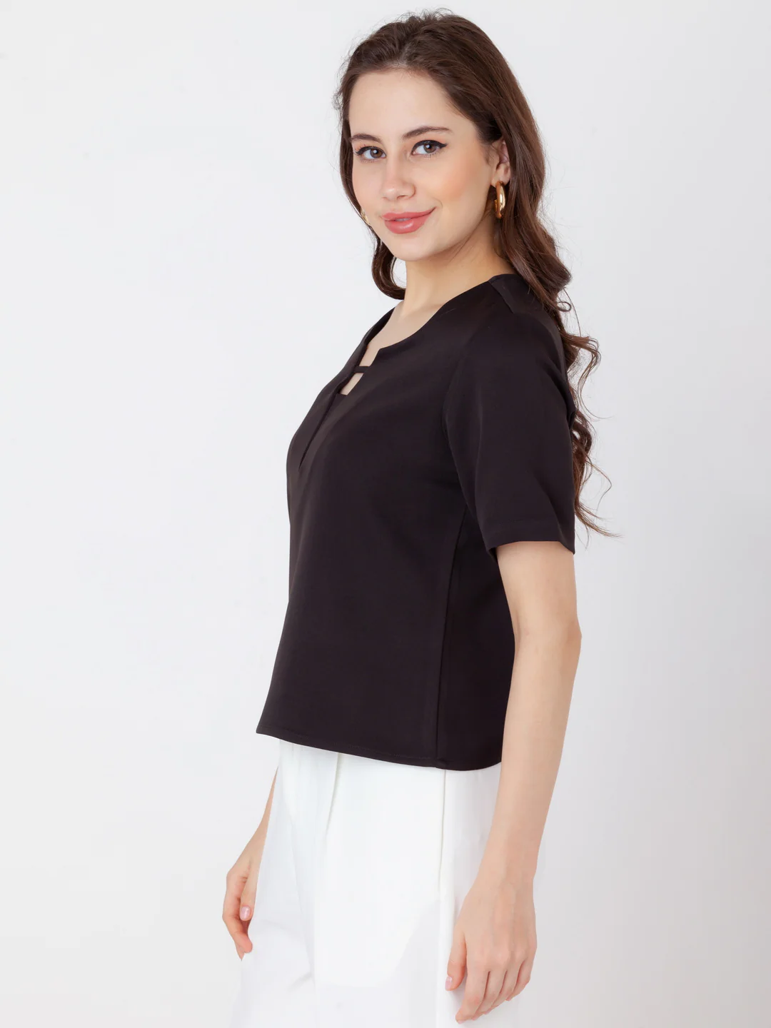 Black Solid Regular Top - Image 3
