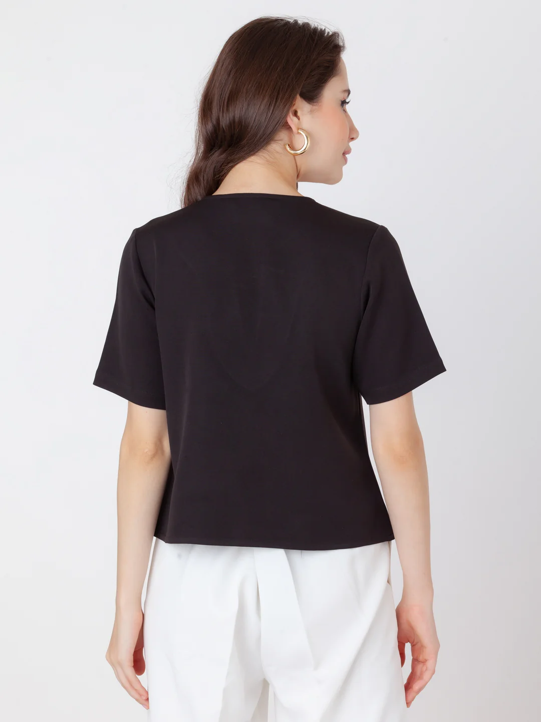 Black Solid Regular Top - Image 4