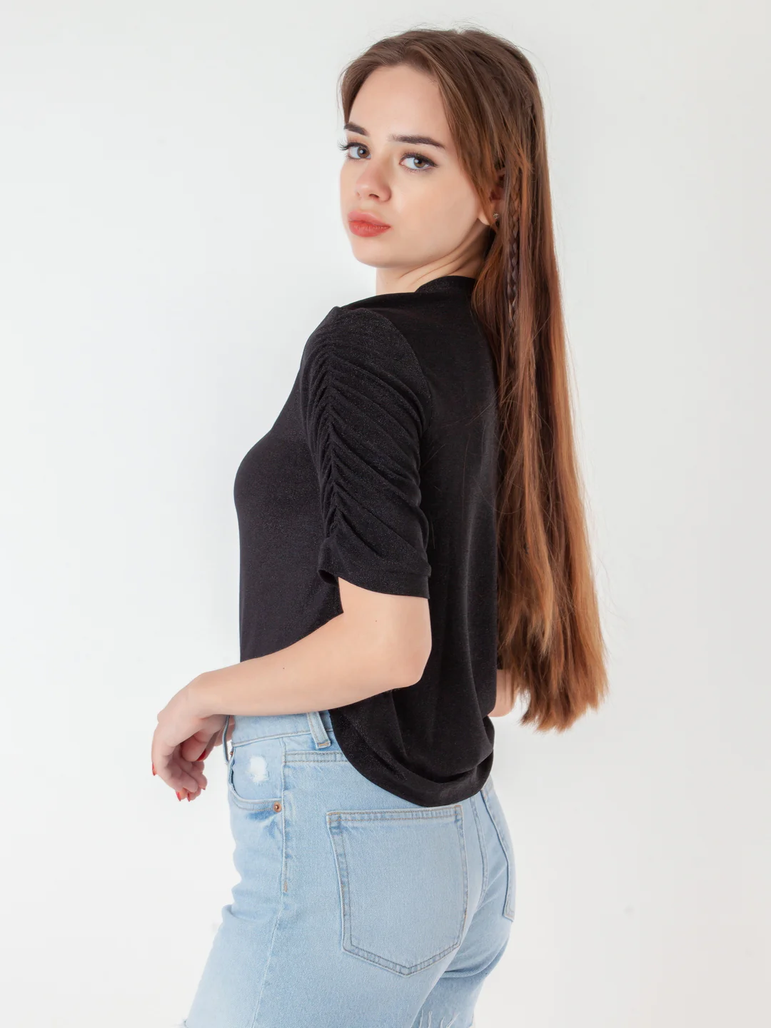 Black Solid Regular Top - Image 3