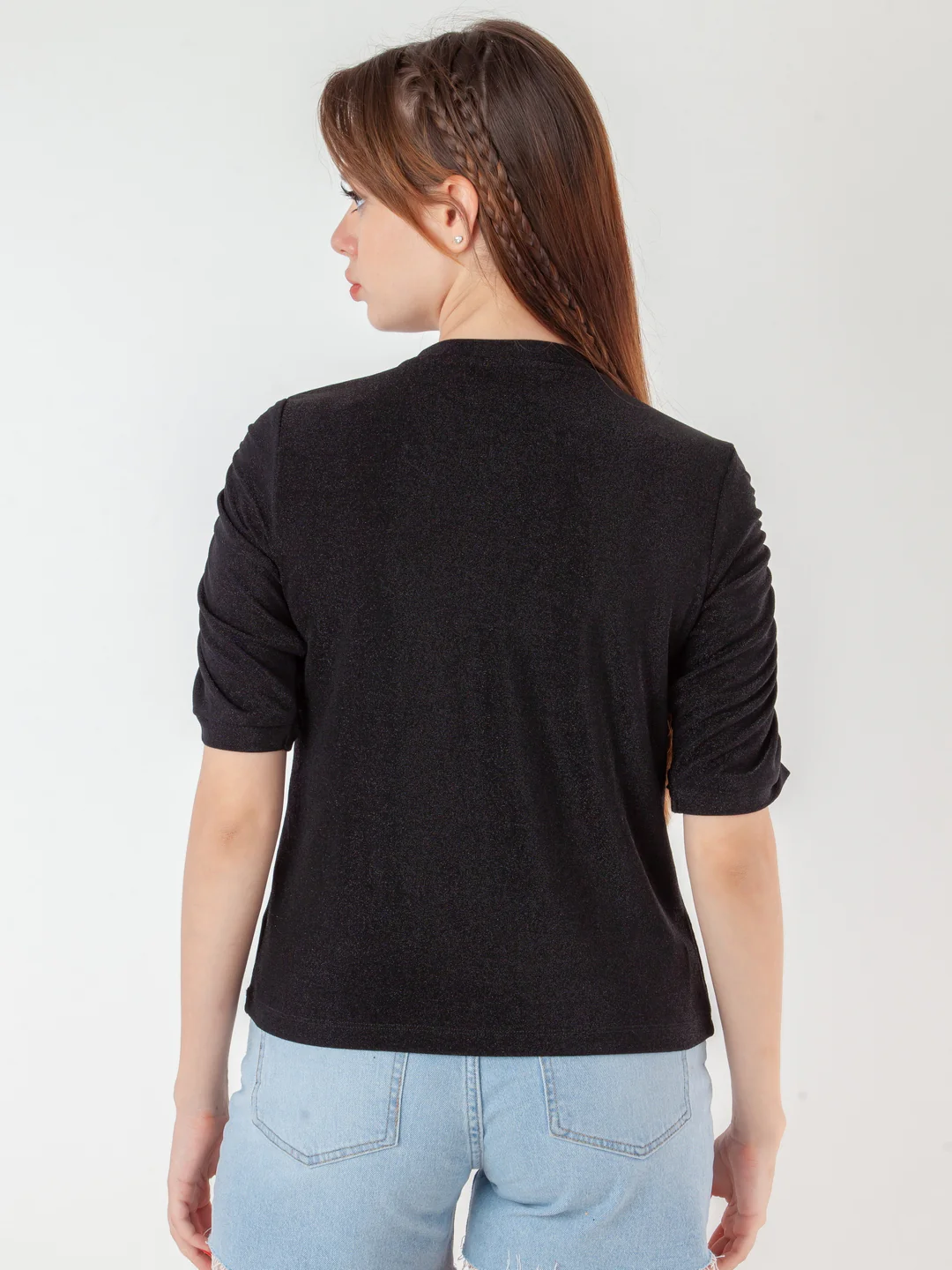 Black Solid Regular Top - Image 4