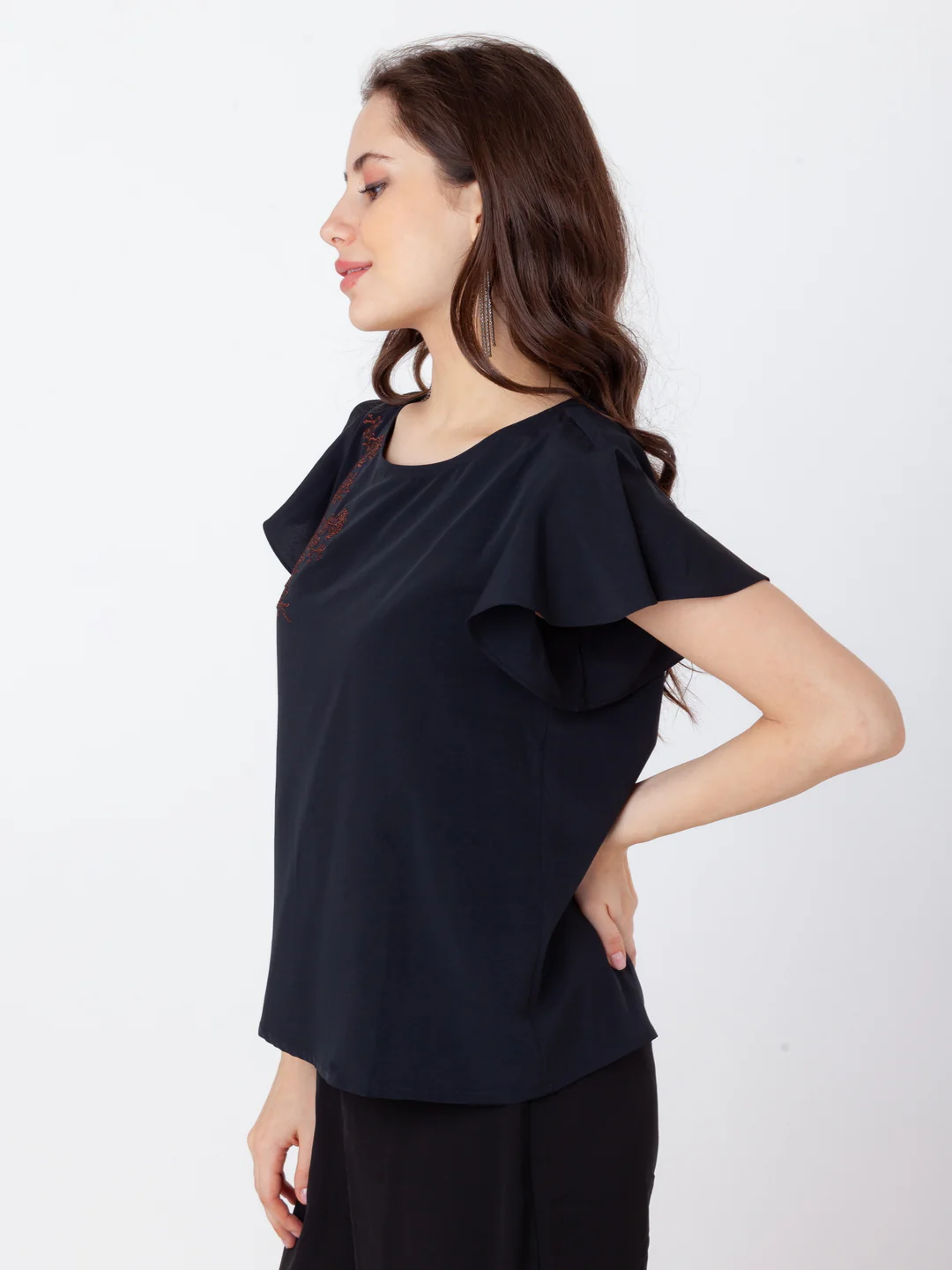 Black Solid Regular Top - Image 3