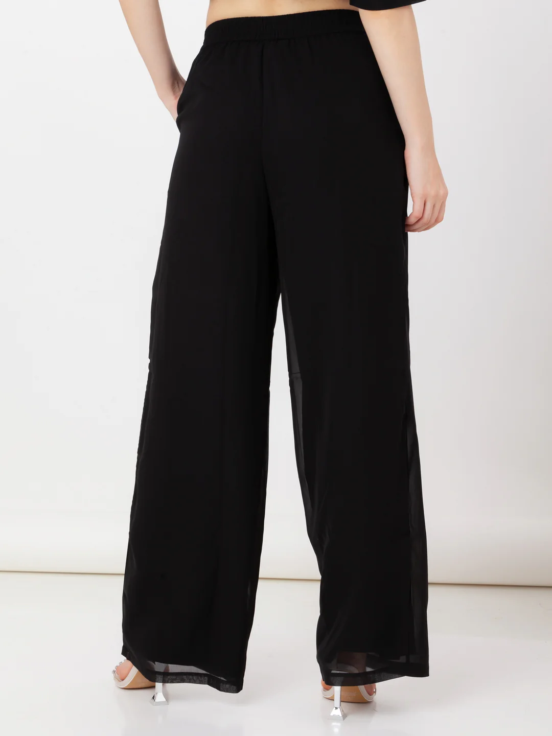 Black Solid Regular Trouser - Image 4