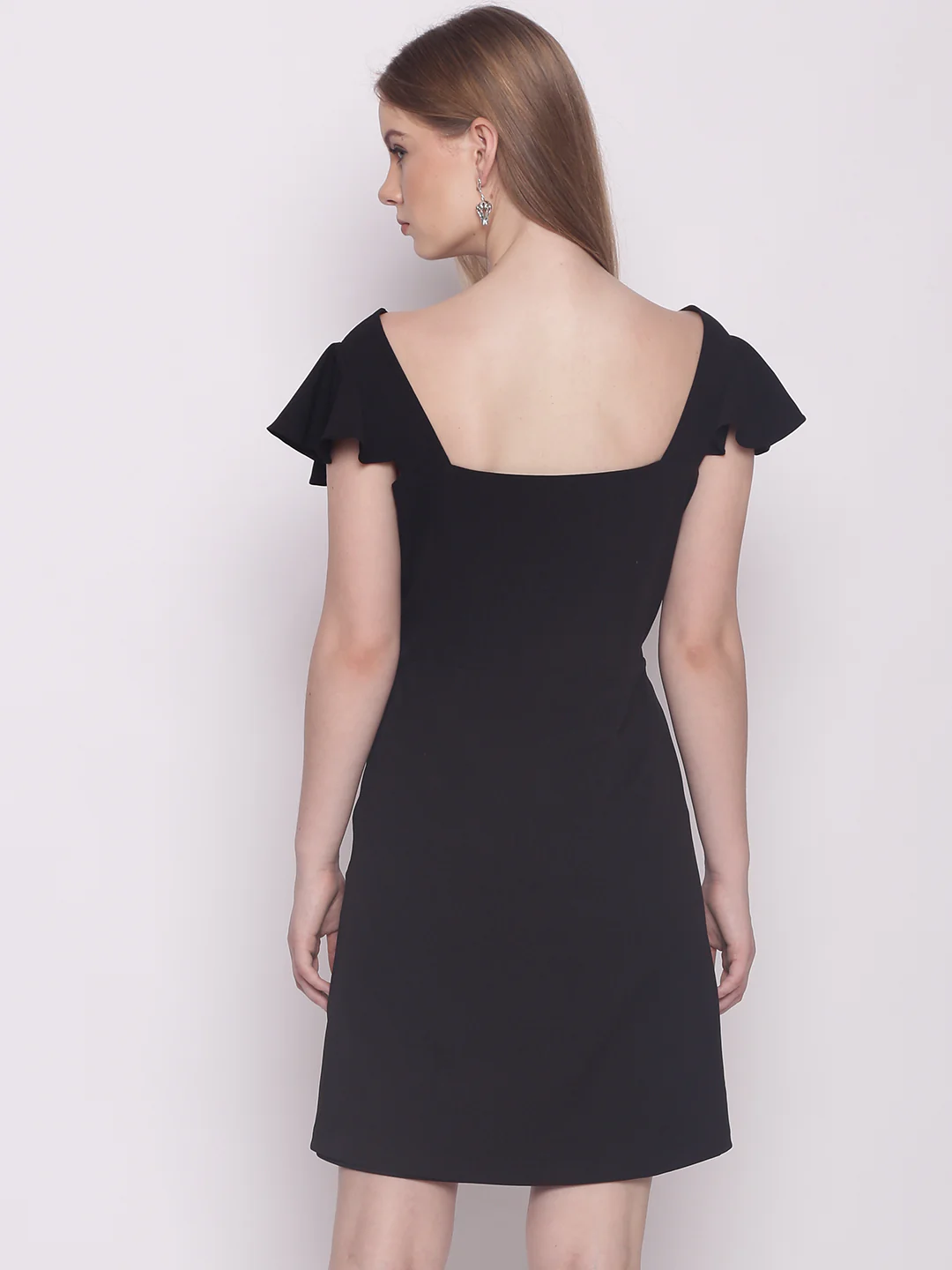 Black Solid Short Dress - Image 3