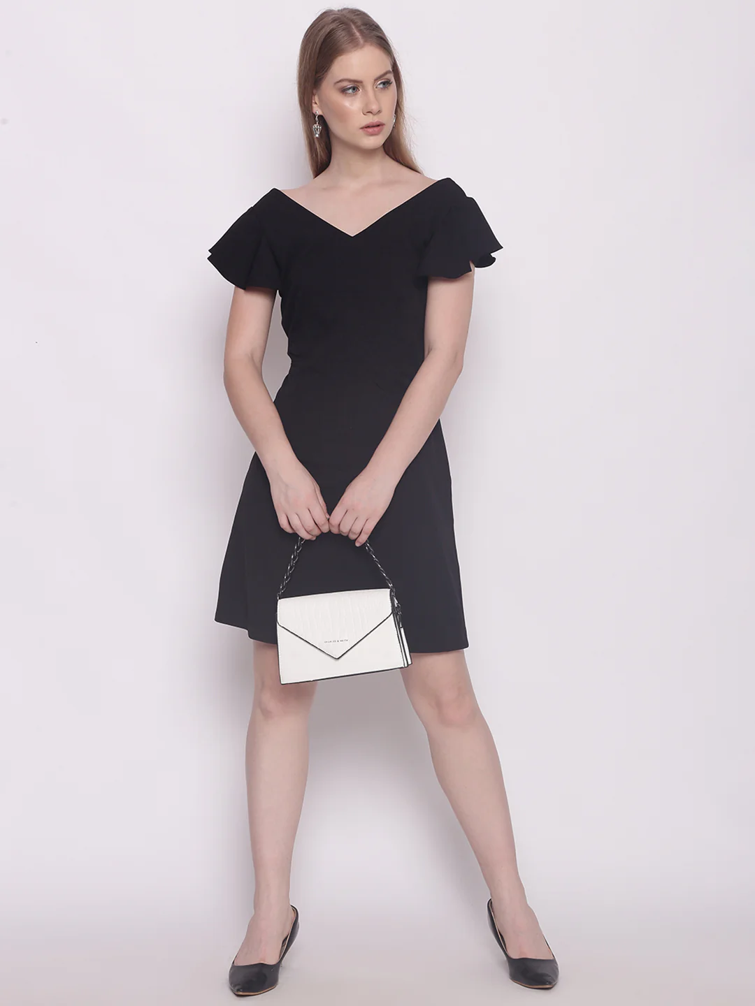 Black Solid Short Dress - Image 4