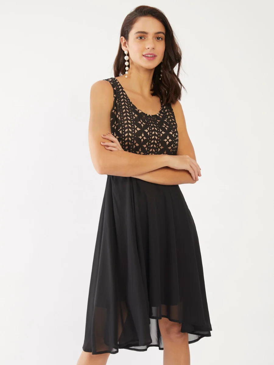 Black Solid Short Dress